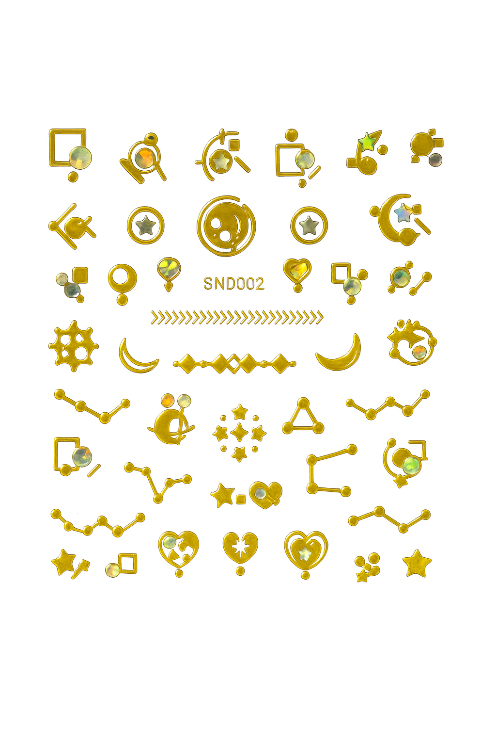 Gold Constellation Nail Art Stickers – Celestial Star & Moon 3D Decals