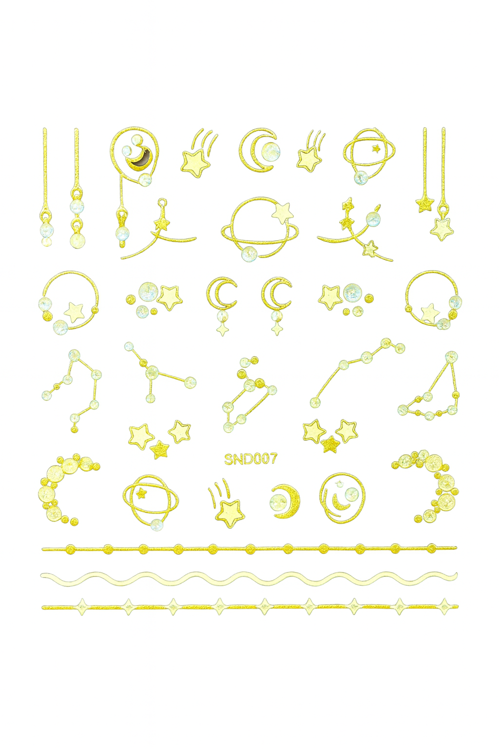 My Arha Gold Celestial Nail Art Stickers – 3D Moon, Star & Constellation Rhinestone Decals