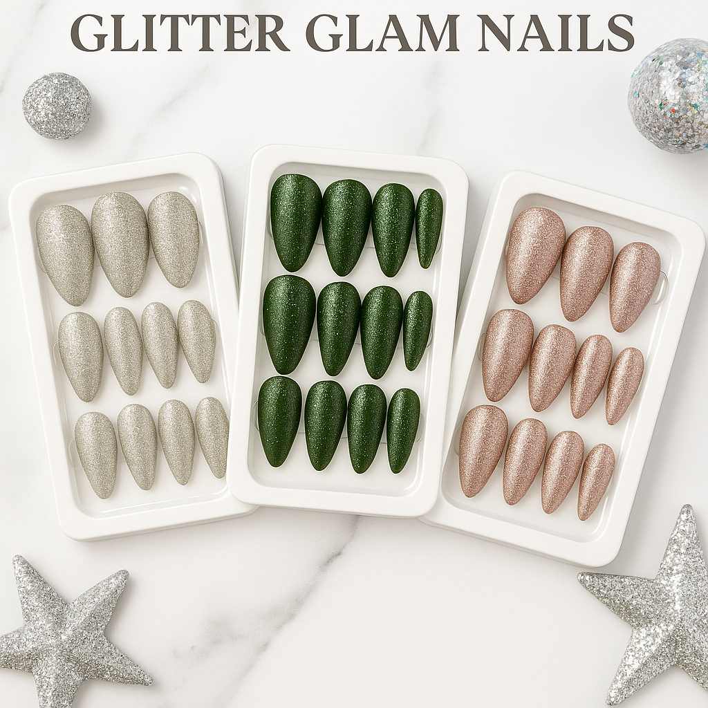 Glitter Press-On Nails | cat eye nails