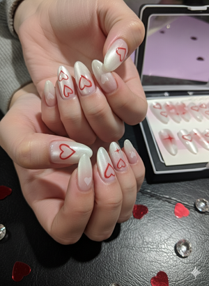 Love Heart & Star Cat-Eye Press-On Nails | Elegant Reusable Manicure