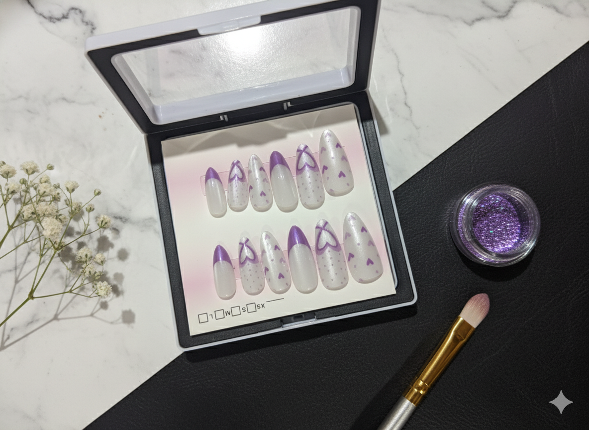 Dreamy Lavender Cat Eye Press-On Nails
