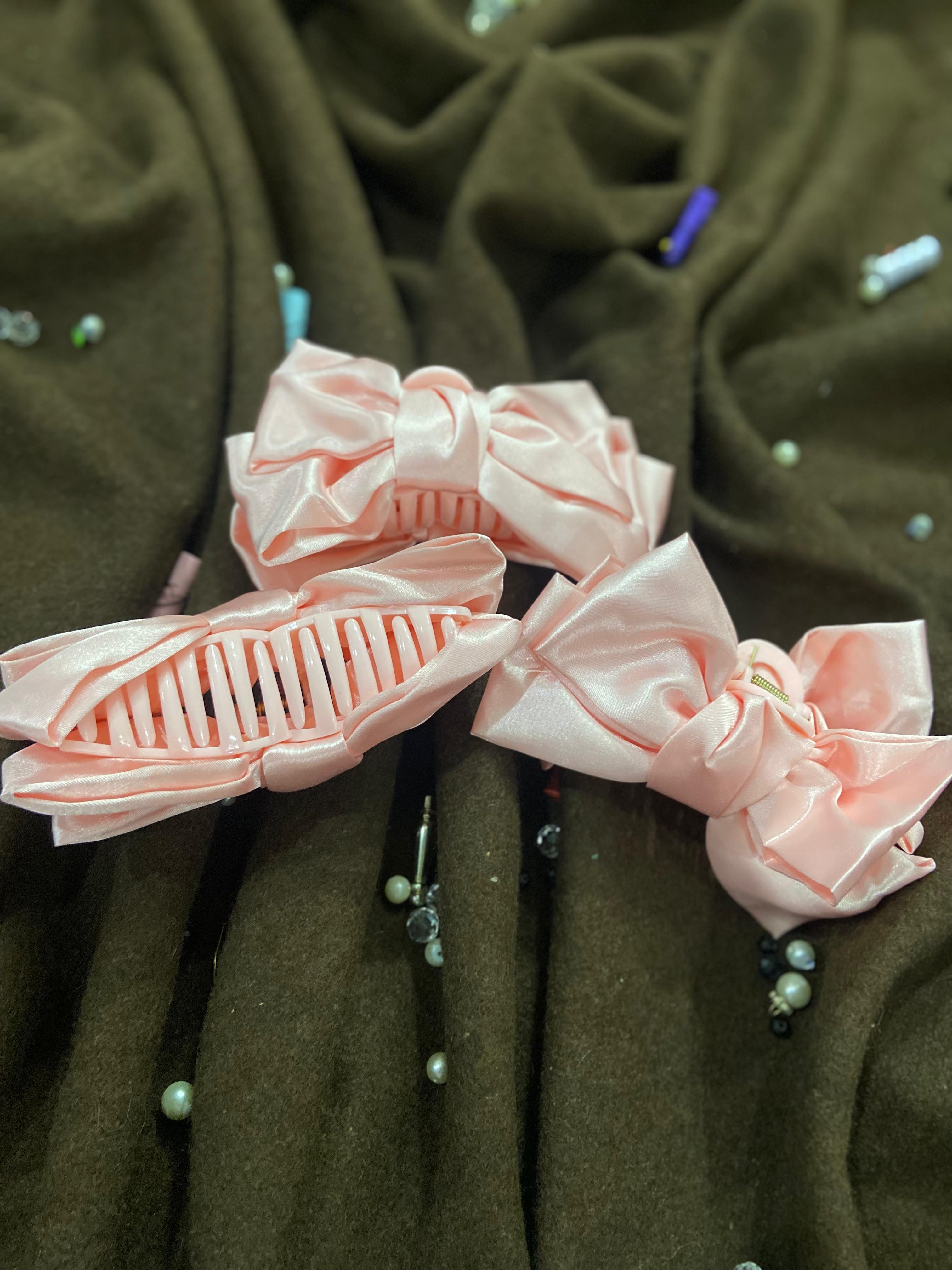 Satin Bow Hair Claw Clip – Elegant Large Hair Accessory for Women & Girls