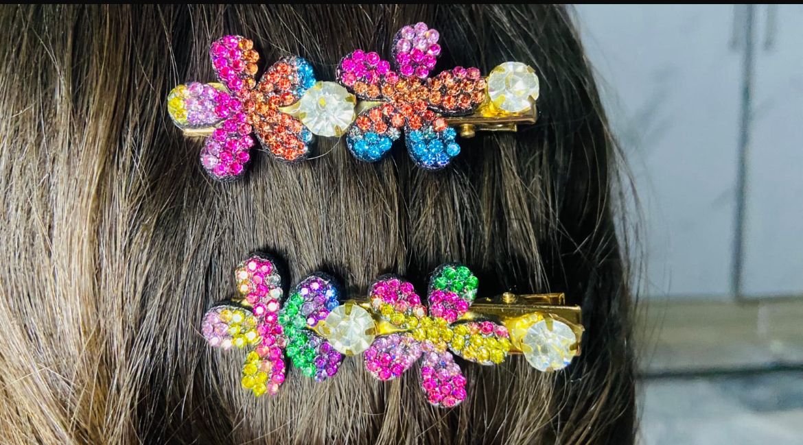 Colorful Flower Crystal Hair Clips for Women – Elegant Hair Accessories