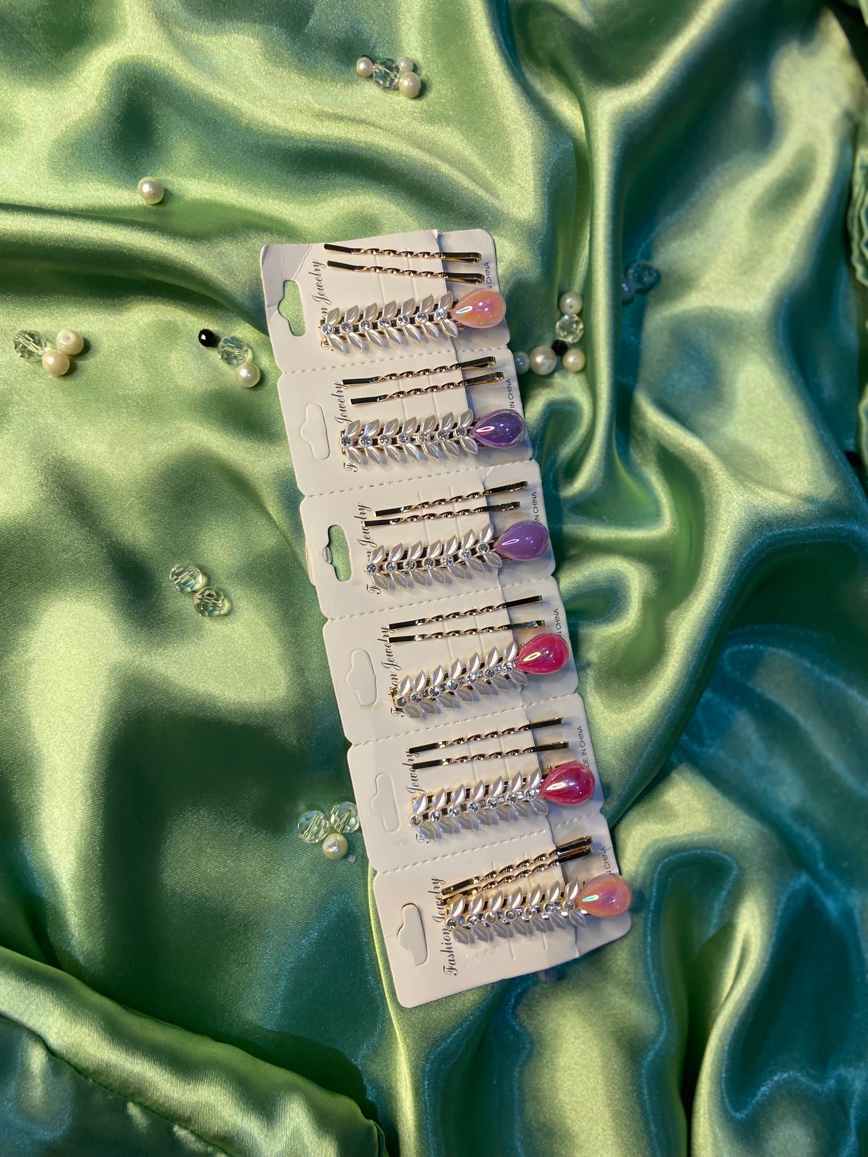 Elegant Hair Clips with Gemstone Accents