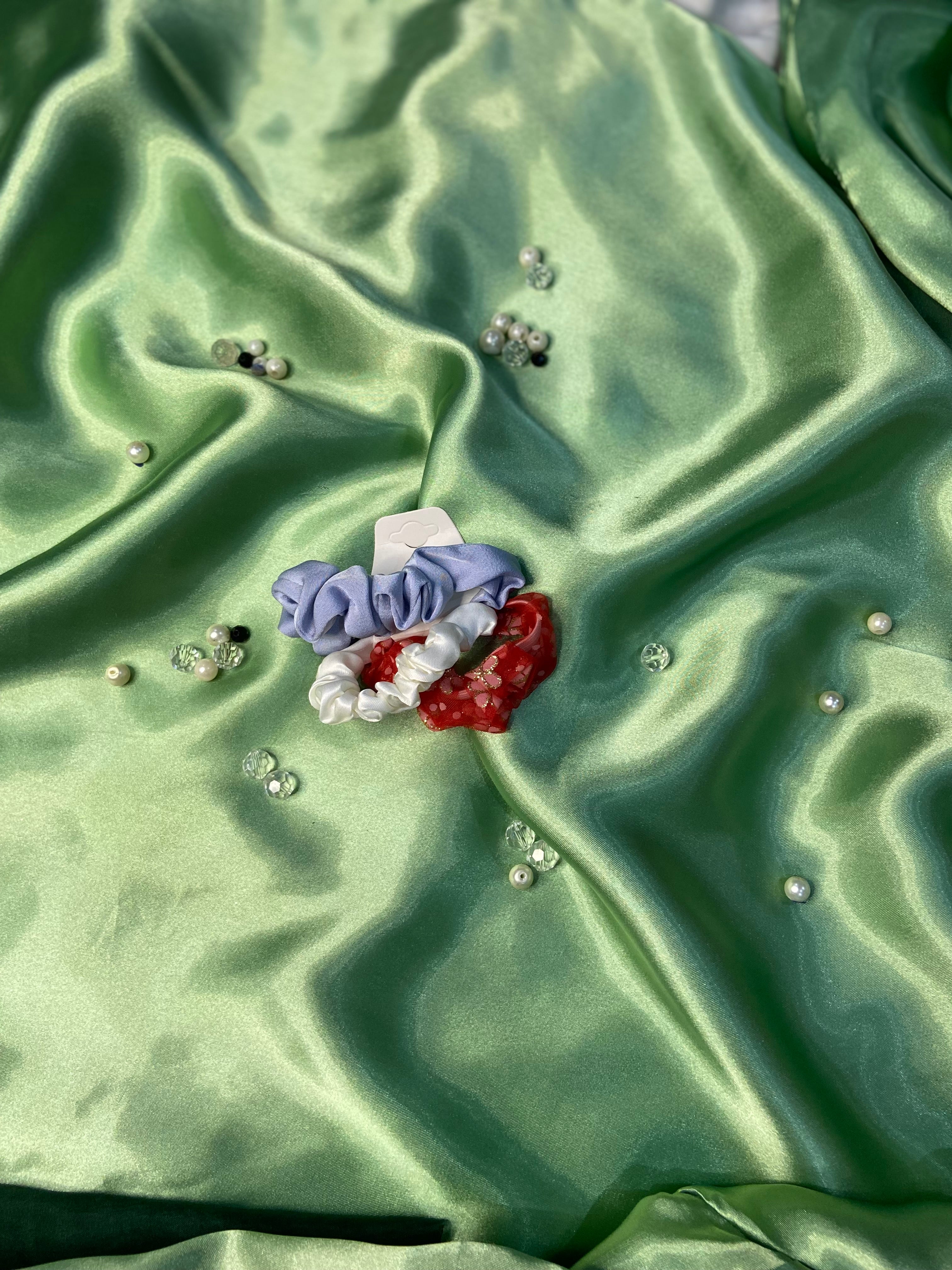 Premium Satin & Organza Scrunchie Set – Elegant Multi-Color Hair Ties for Women & Girls