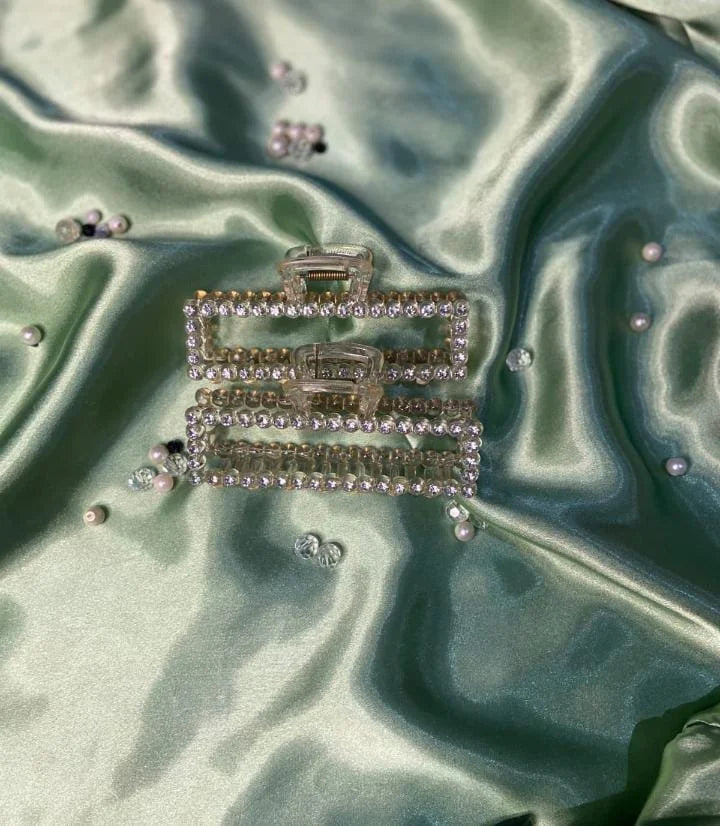 Sparkling Rhinestone Rectangle Hair Claw Clip – Elegant Crystal Design