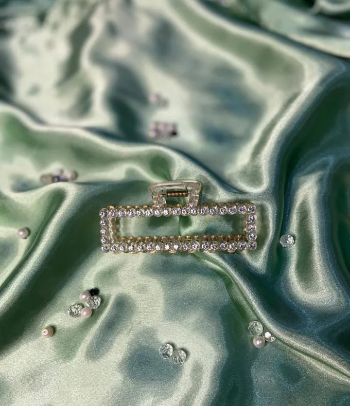 Sparkling Rhinestone Rectangle Hair Claw Clip – Elegant Crystal Design