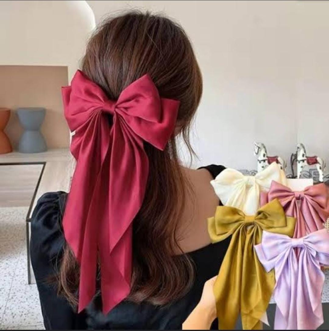 Silk Hair Bow Pins – Elegant Satin Bows in Multiple Colors for Women and Girls