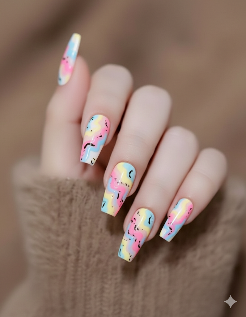 Rainbow & Watermelon Press-On Nails | Fun Colorful Reusable Nail Set