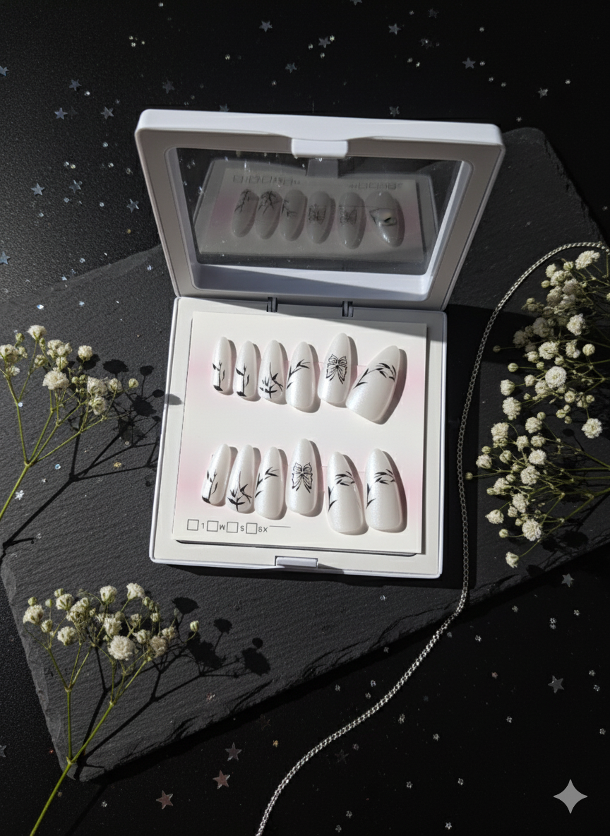 Bamboo & Bows Cat Eye Press-On Nails | Luxury, Elegant & Reusable