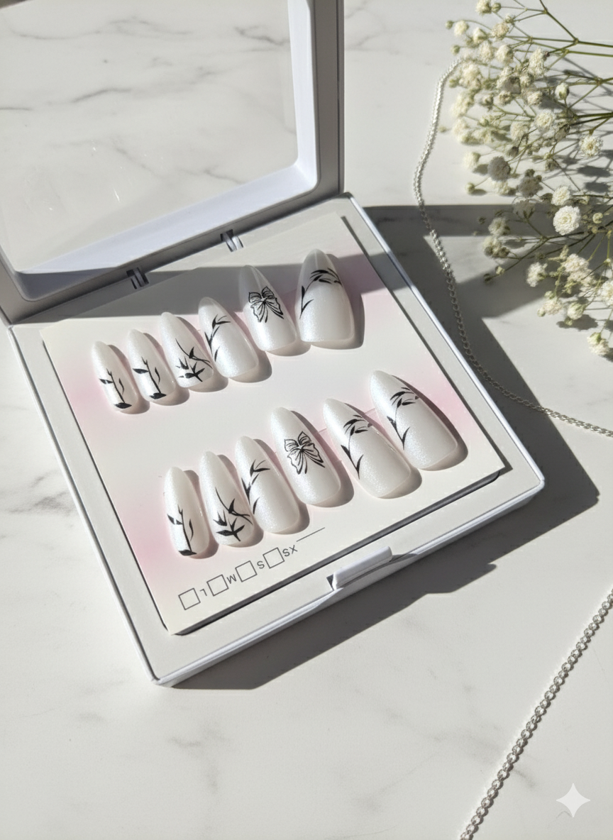 Bamboo & Bows Cat Eye Press-On Nails | Luxury, Elegant & Reusable