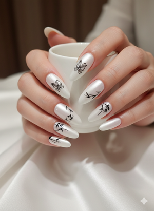 Bamboo & Bows Cat Eye Press-On Nails | Luxury, Elegant & Reusable