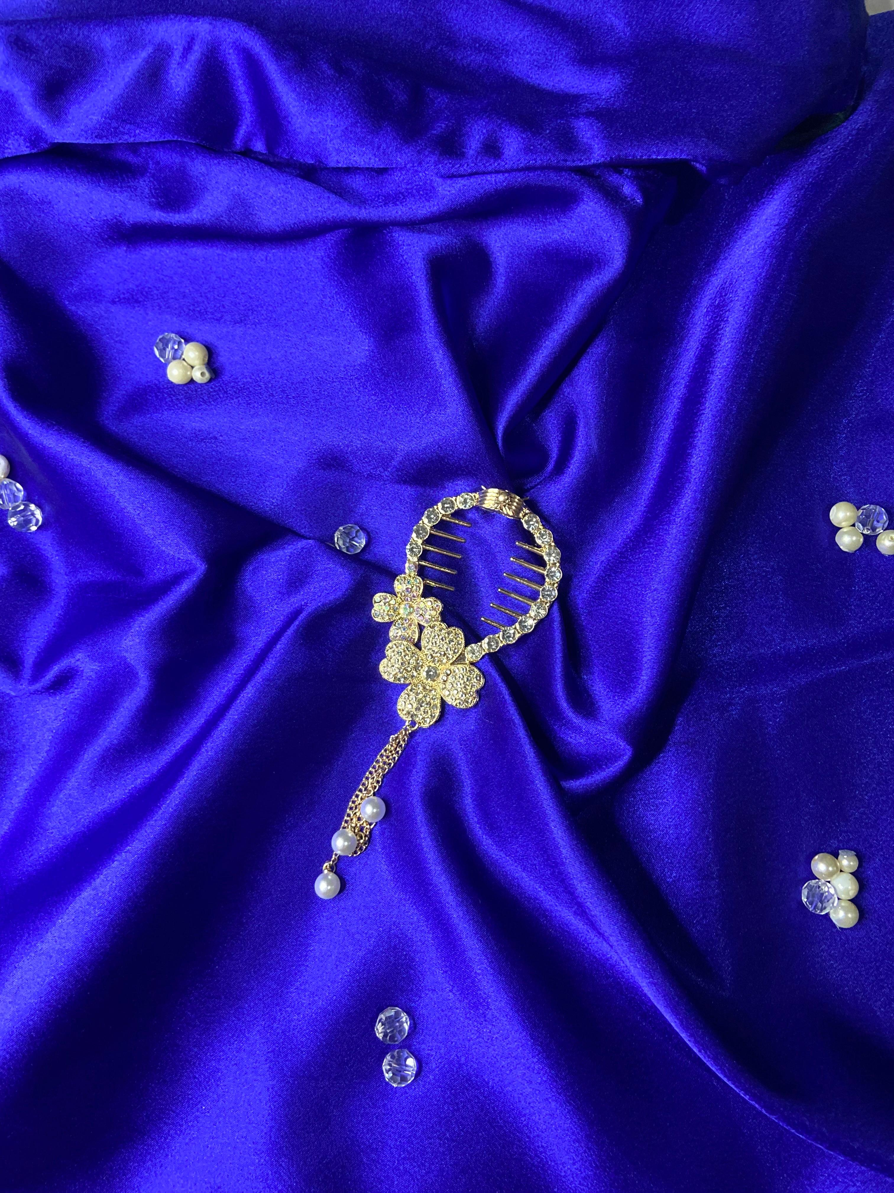 Luxury Rhinestone Hair Combs – Floral & Butterfly Design with Pearls and Chains