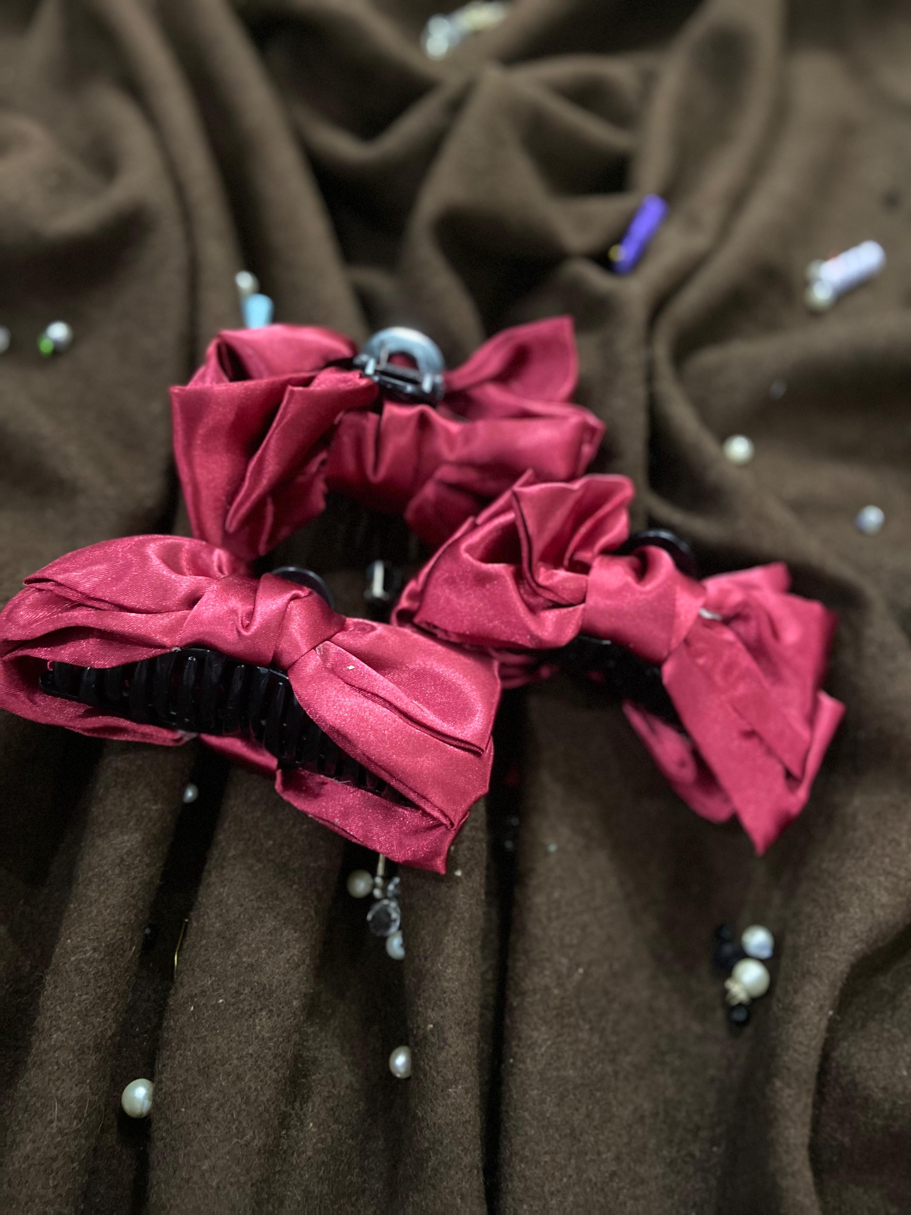 Satin Bow Hair Claw Clip – Elegant Large Hair Accessory for Women & Girls