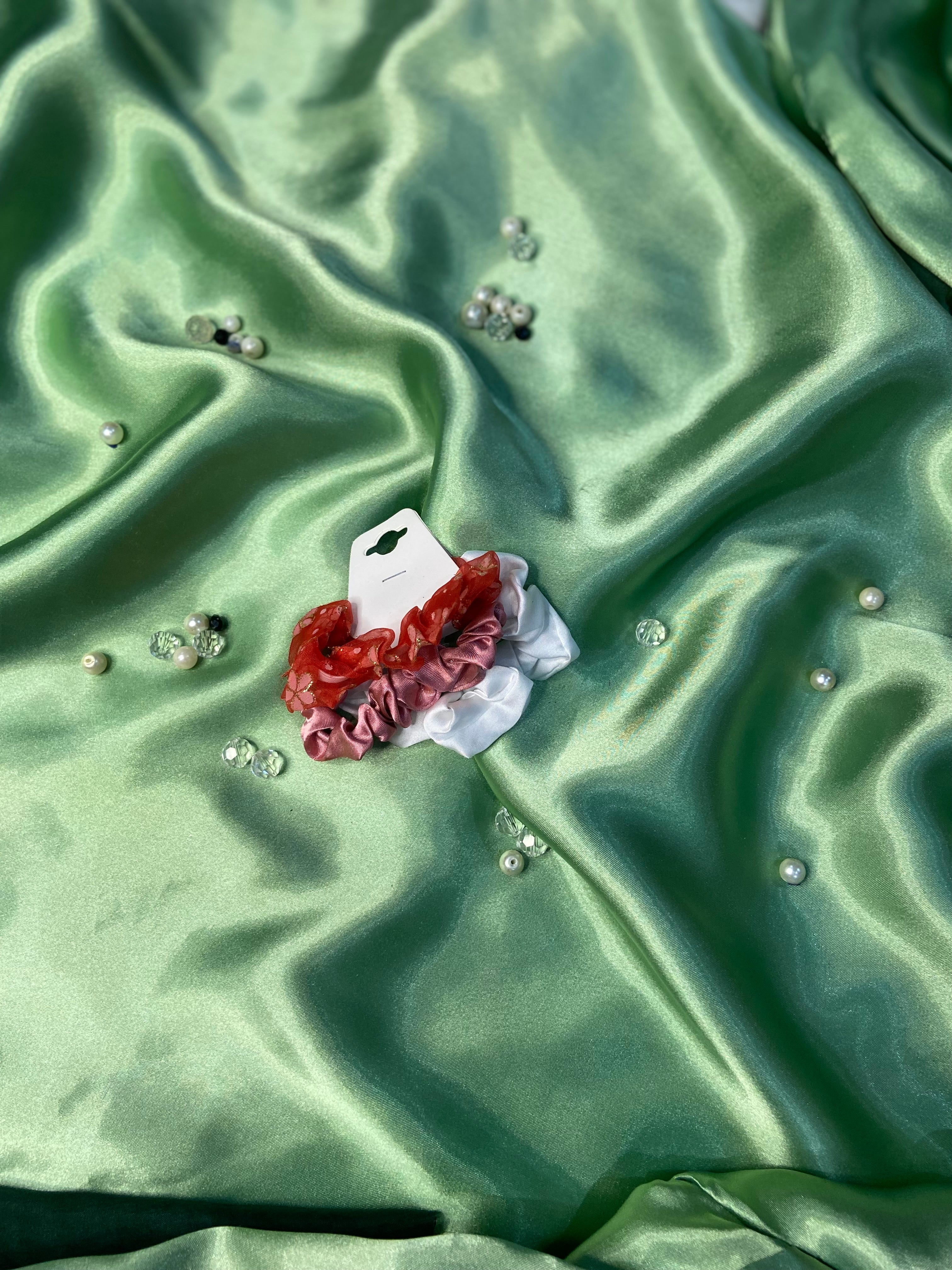 Premium Satin & Organza Scrunchie Set – Elegant Multi-Color Hair Ties for Women & Girls