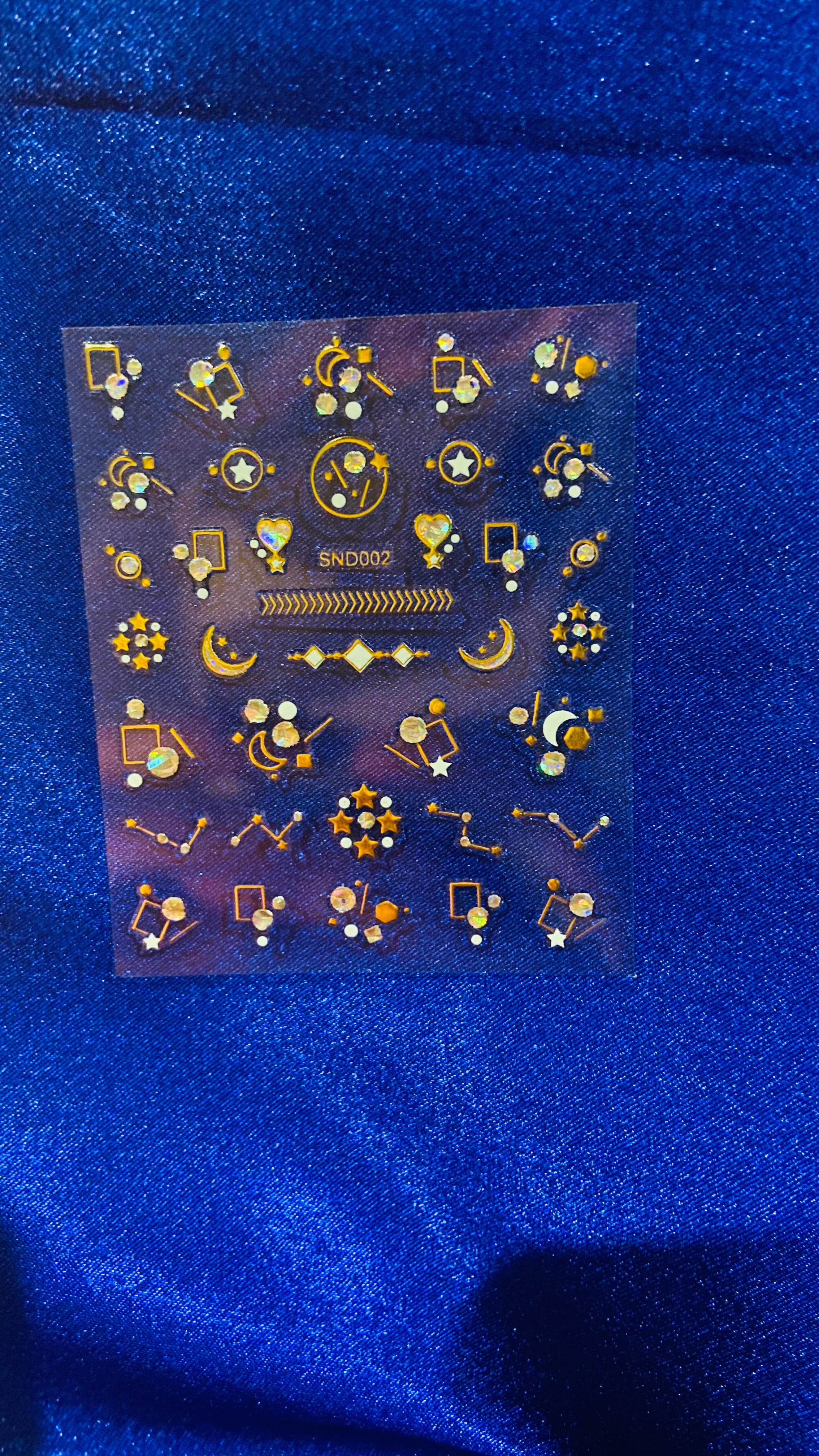 Gold Constellation Nail Art Stickers – Celestial Star & Moon 3D Decals