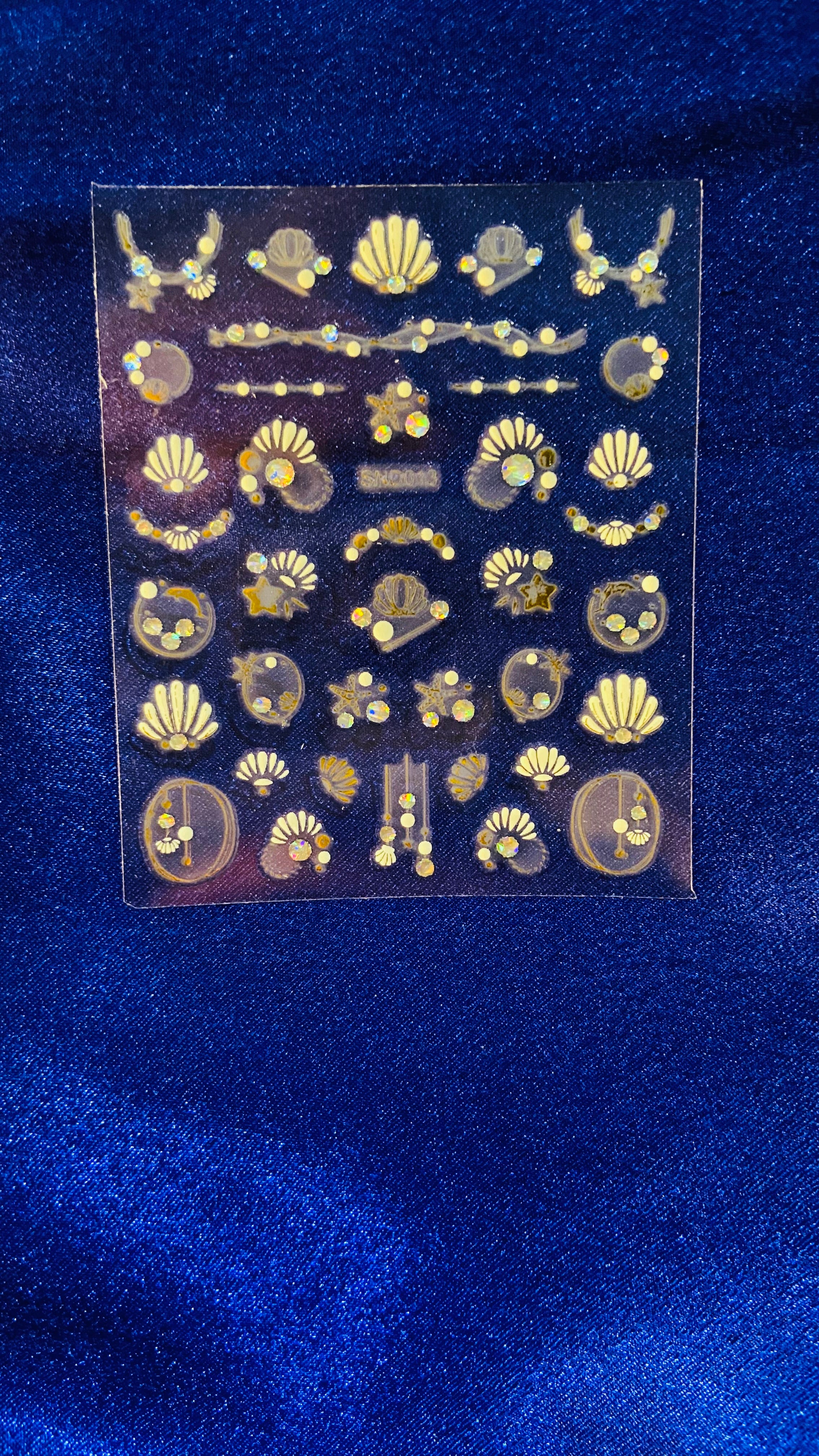 My Arha Gold Seashell & Starfish Nail Art Stickers – 3D Ocean Rhinestone Decals