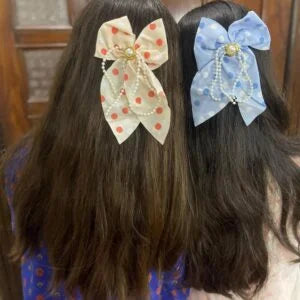 Stylish Hair Bows with Pearls and Polka Dots - Elegant Hair Accessories