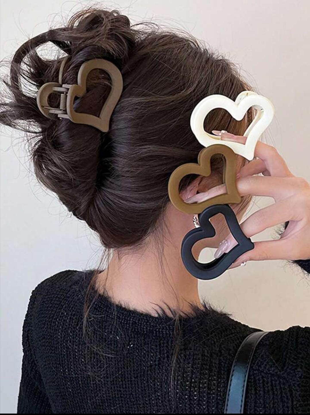 Double Heart Hair Claw Clips – Stylish Matte Finish Hair Accessories for Women & Girls